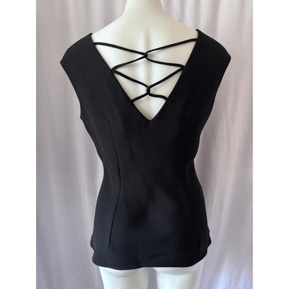 S.L. Fashions Black Strappy Back Blouse - Size 12 - Picture 3 of 8